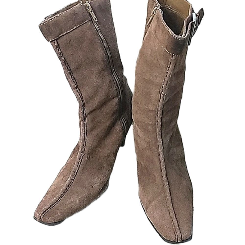 Vintage Mossimo Genuine Suede Brown Leather Booties size 10